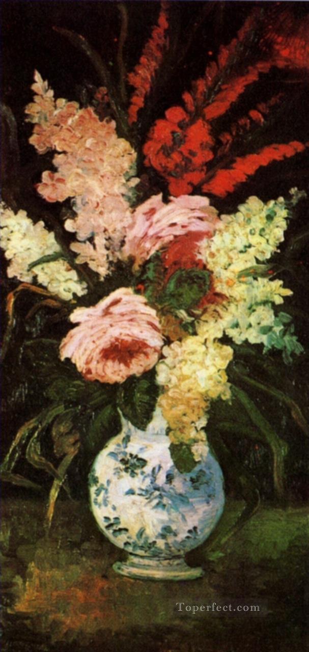 Jarrón con gladiolos y lilas Vincent van Gogh Pintura al óleo